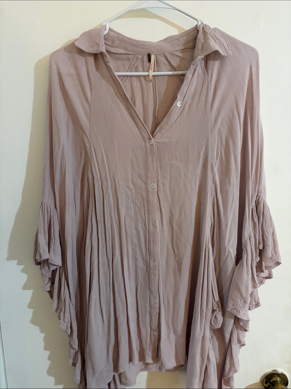 Free People Mauve Button-Down Flowy Tunic